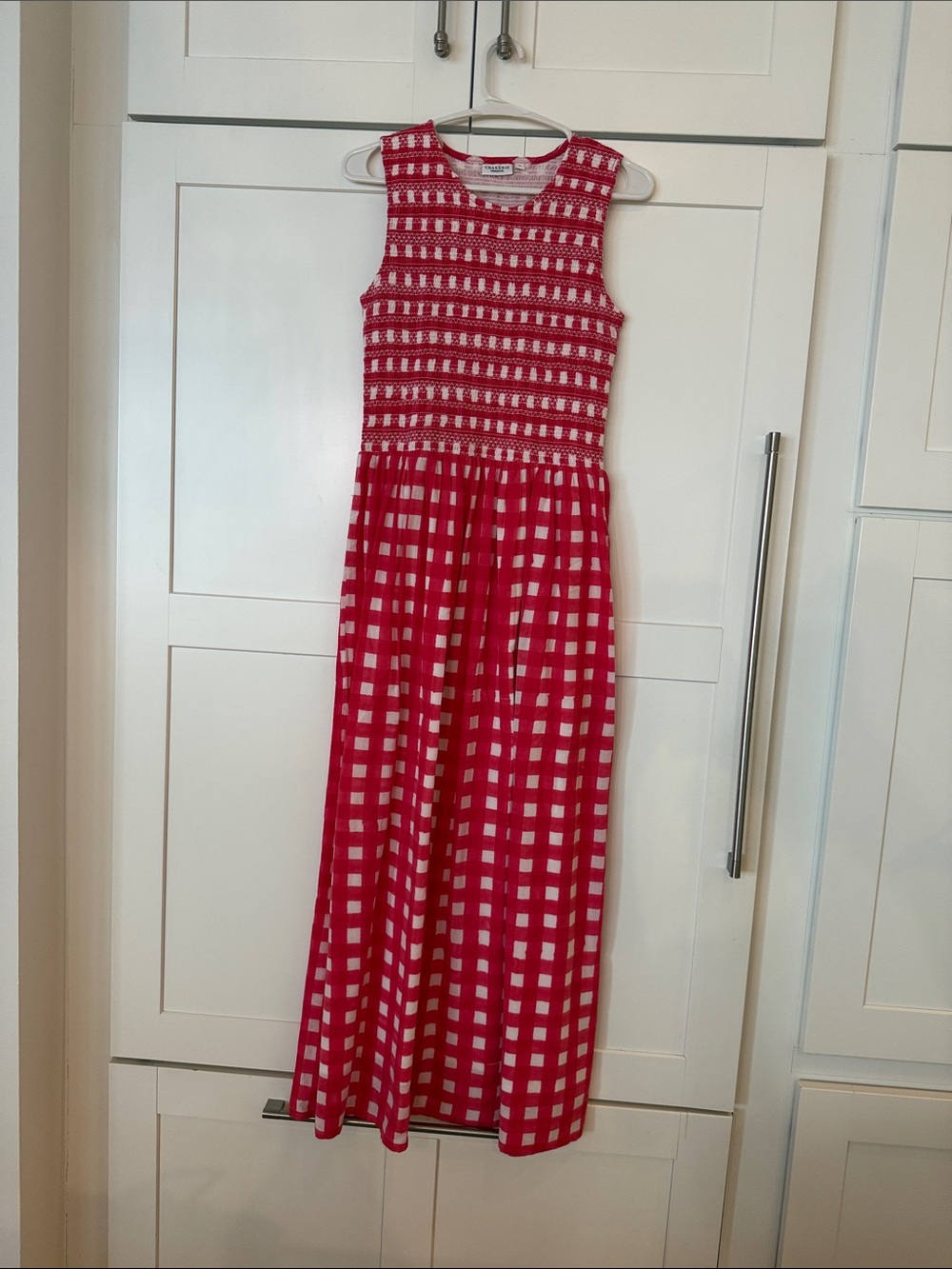 Chakeris Red Gingham Smocked Maxi Dress - Sleeveless Summer Dress